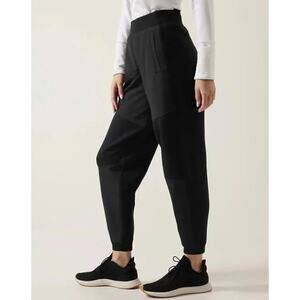 Athleta Get Set Hybrid Pull On High Rise Stretch Jogger Pants in Black Women's L